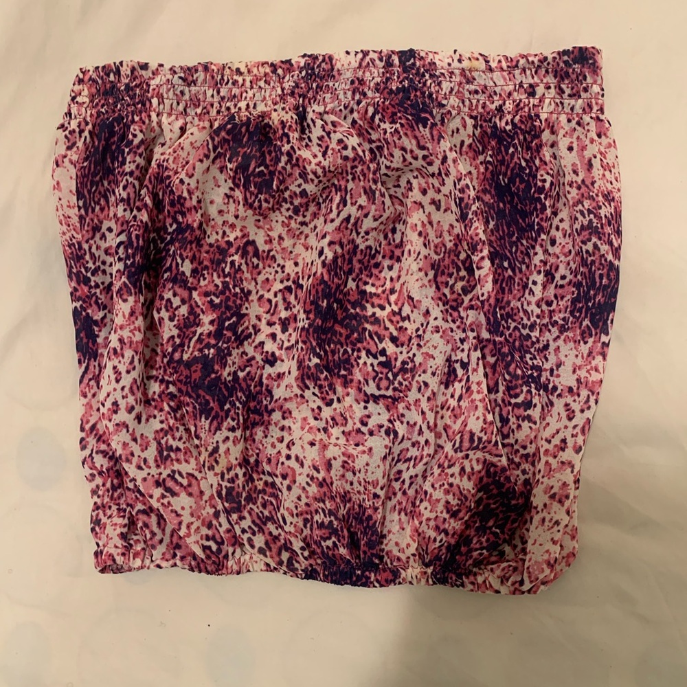 Pink and Purple Animal Print Strapless Top